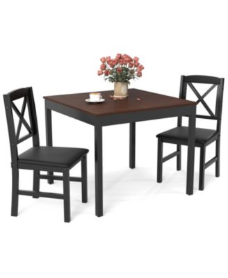 3-Piece Wooden Kitchen Table Set for 2 with Cross-Back Chairs