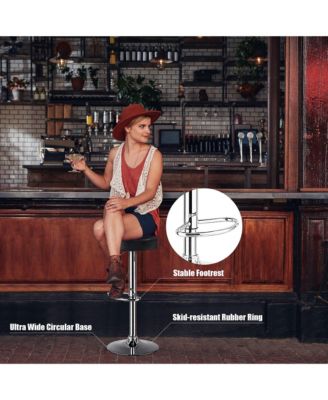 Set of 4 Round Bar Stool Adjustable Swivel Pub Chair w/ Footrest