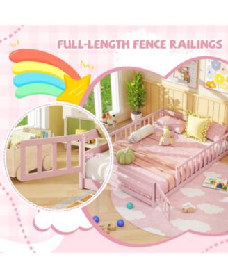 Full Kids House Bed Frame with Safety Guardrails