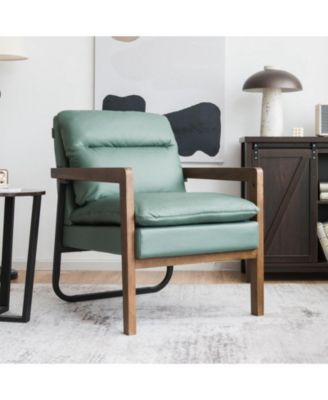 Extra-Thick Padded Single Accent Armchair with Rubber Wood Legs