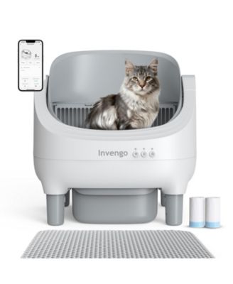 Cat Litter Box, App Control, Ultra-Quiet, 2 Rolls of Garbage Bags, Champagne
