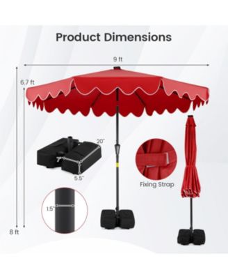 Patio Umbrella with Solar LED Lights and Heavy Duty Weighted Base