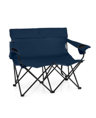 Double Camping Chair Two Person Folding Loveseat with Cup Holders