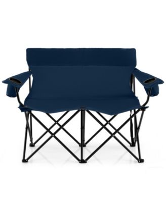 Double Camping Chair Two Person Folding Loveseat with Cup Holders