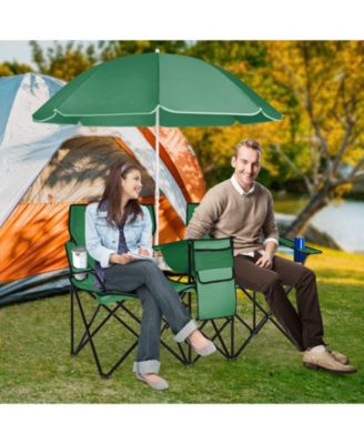 Portable Folding Picnic Double Chair with Removable Umbrella