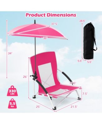 Two Pack Beach Umbrella Chairs with Adjustable Parasol