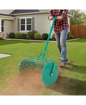 Compost Spreader, 24 inches Wide with Adjustable Height, Powder-Coated Steel Roller