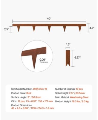 Steel Landscape Edging, 10 Pack, 40 x 4.5 inches, Weather-Resistant Metal for Garden