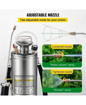2Gal Stainless Steel Sprayer, 20" Wand, Adjustable Nozzle for Gardening