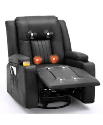 Massage Recliner Manual Chair with Heating & 360&deg; Swivel Rocking Function