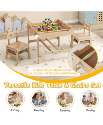 Robot-Shaped Kids Table and Chairs with Reversible Whiteboard for Ages 3