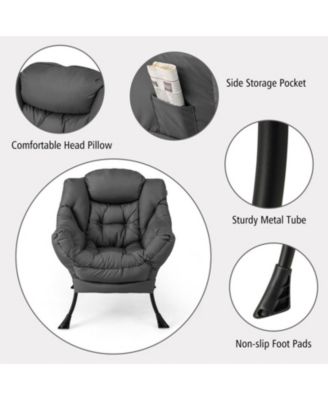 Modern Accent Sofa Chair with Folding Footrest and Side Pocket