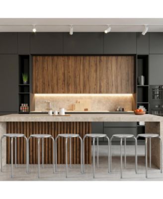 Stackable Round Metal Stools Set of 6 with Daisy Cutout Design