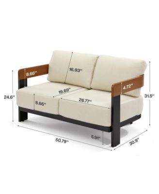 Outdoor Patio Sofa with Cushions, Metal Frame Patio Couch with  Thick Cushions, Outdoor Seating