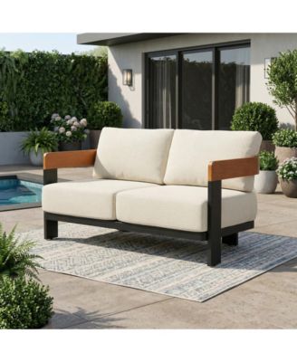 Outdoor Patio Sofa with Cushions, Metal Frame Patio Couch with  Thick Cushions, Outdoor Seating