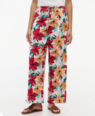 Women's Printed Linen-Blend Pants