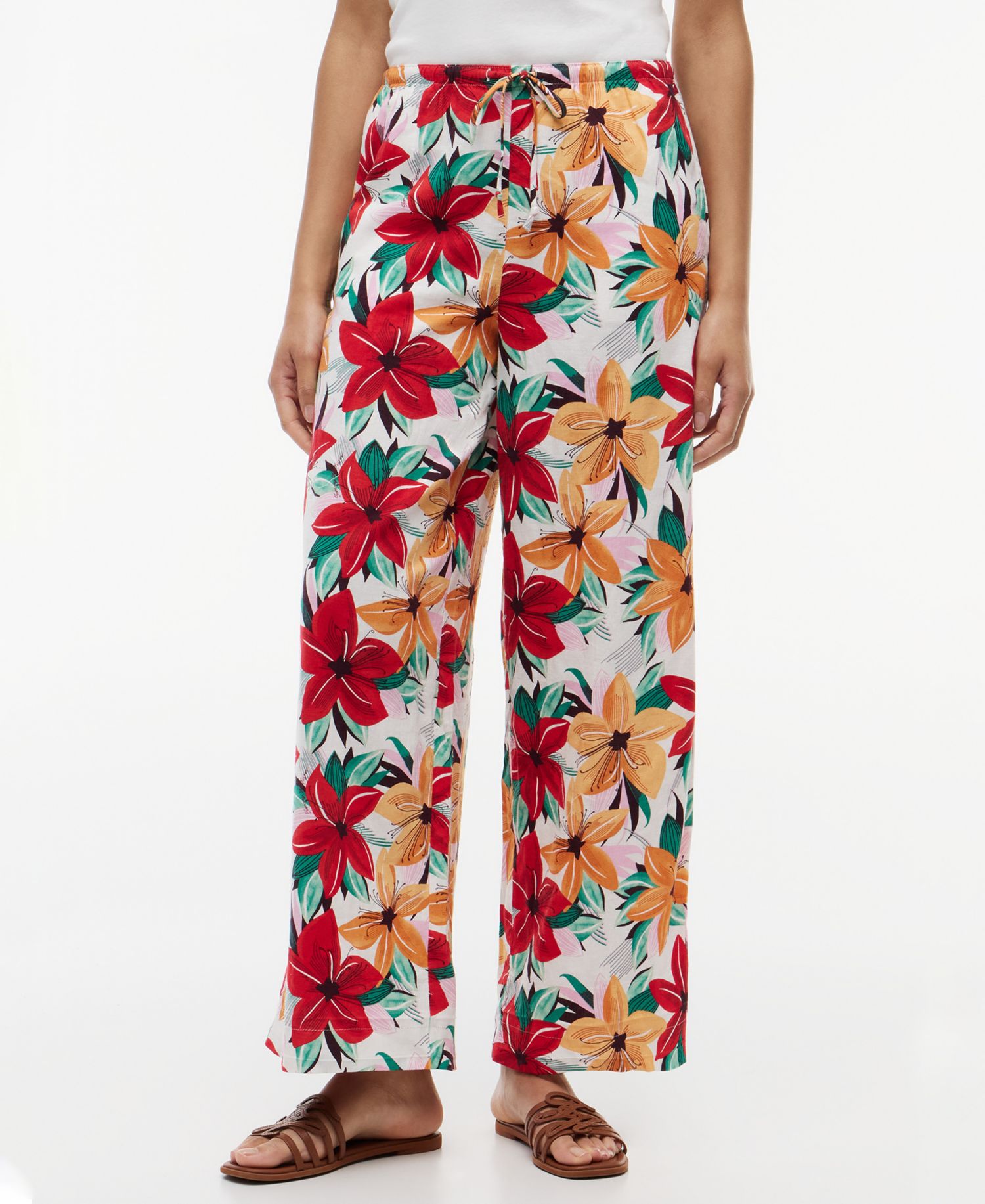 Women's Printed Linen-Blend Pants