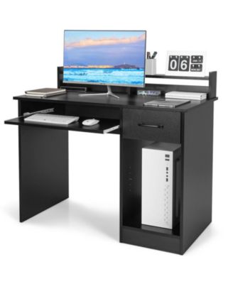 Laptop Table with Pull-Out Keyboard Tray, 5-Position Adjustable Shelf and Deep Drawer