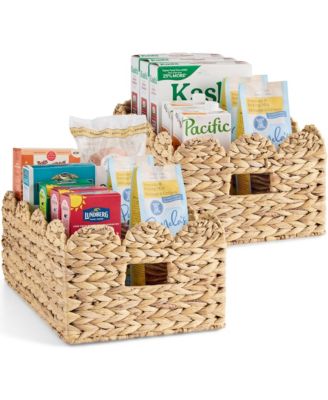 Scalloped Shelf Baskets, Woven Storage Bins, 2 Pack