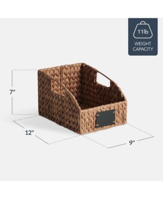 Hyacinth Angled Pantry Storage Baskets Handles, Chalkboard and Marker (Pack of 2)