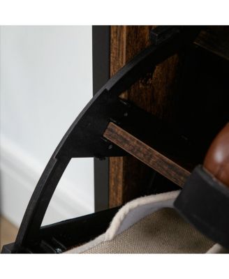 Rustic 2 Flip Door Shoe Cabinet with Divider and Open Shelf