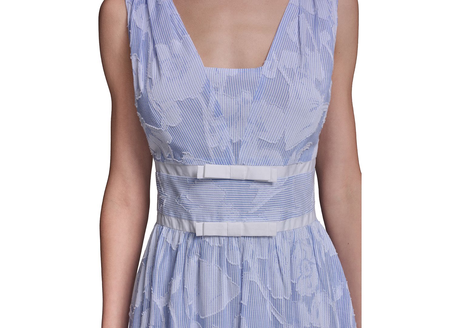 Women's Floral Burnout Cotton Midi with White Piping Dress