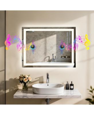20" x 28" LED Bathroom Mirror with Built-In Speaker, Anti-Fog and Dimmable Backlit Lighting