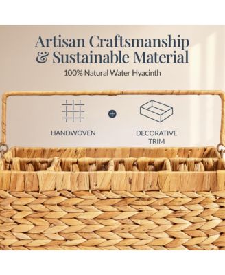 Utensil Caddy Handle - 5 Compartments, Woven Wicker Utensil Silverware Flatware Organizer