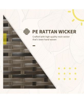 3 Piece Patio Furniture, PE Wicker Storage Table and Chairs,