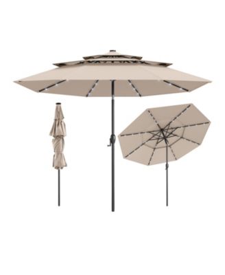 10 feet Solar Patio Umbrella with LED Lights and Vented Top