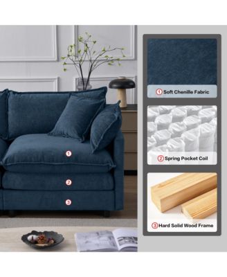 105-inch L Shape Modular Sofa, Chenille Fabric 3-Seater Convertible Sectional Couch with Mobile Ottoman for Living Room