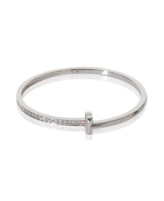 White Gold Diamond Tiffany T T1 Narrow Hinged Bracelet