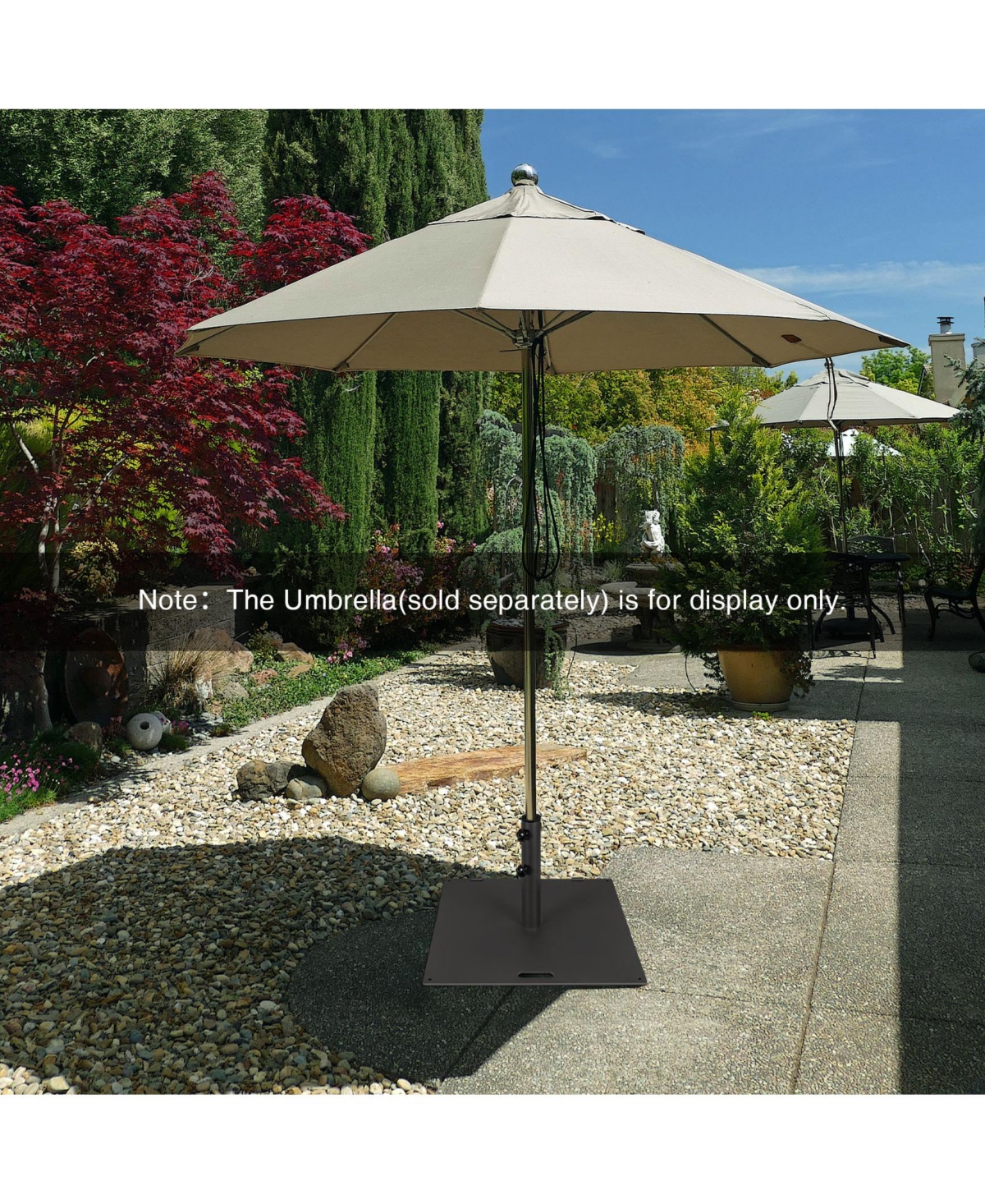 Gouun 24 in Square Weighted Patio Umbrella Base, 50 lbs Steel with Wheels