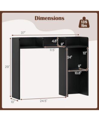 3-Tier Desktop Bookshelf with 4 Shelves, 37 x 10 x 29