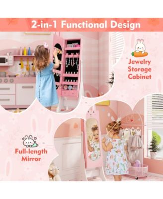 Kids Jewelry Armoire Cabinet with 2 Tilt Angles and Large Capacity