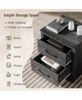 Wood Compact Floor Nightstand with Storage Drawers