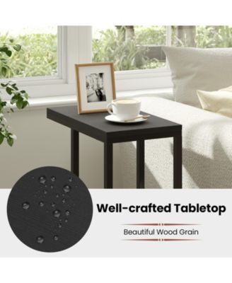 C-shaped Side Table with Heavy-duty Metal Frame