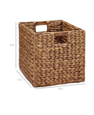 12x12in Hyacinth Baskets, Set of 5 Multipurpose Collapsible Organizers  Inserts
