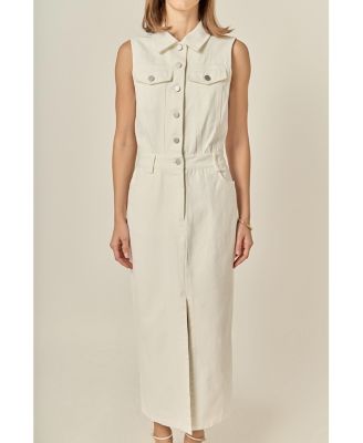 Women's English Factory Sleeveless Maxi Denim Dress