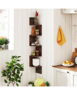 5-Tier Wall Mounted Corner Shelf with Floating Design, 8 x 8 x 50