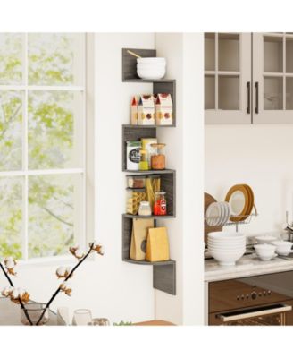 5-Tier Wall Mounted Corner Shelf with Floating Design, 8 x 8 x 50