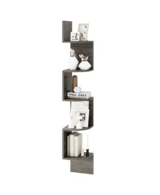 5-Tier Wall Mounted Corner Shelf with Floating Design, 8 x 8 x 50