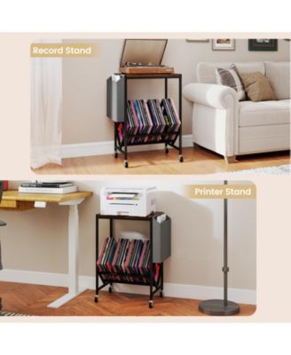 Rolling Record Player Stand with Vinyl Storage and Bag