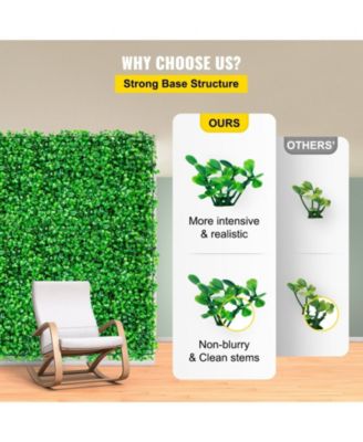 Artificial Boxwood Hedge Panels Set of 6, 20" x 20", for Outdoor/Indoor Decor