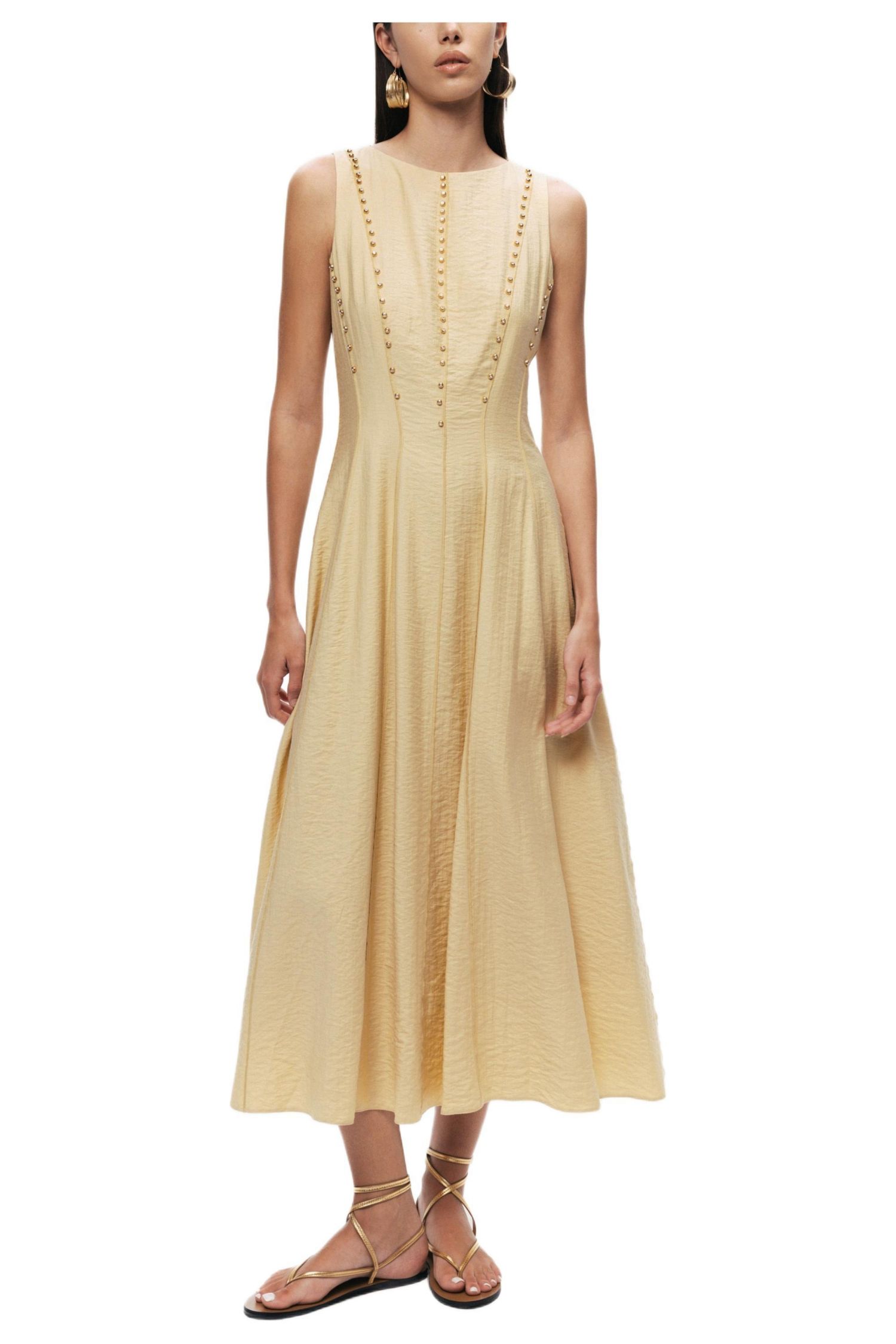 Women's Sleeveless Textured Midi Dress