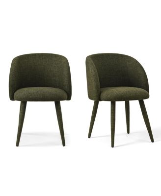  Set of 2 Fabric Upholstered Arm Dining Chairs with Metal Legs