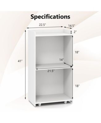 Rolling Podium Stand with 2 Shelves and Lockable Wheels, 22.5 x 14.5 x 41