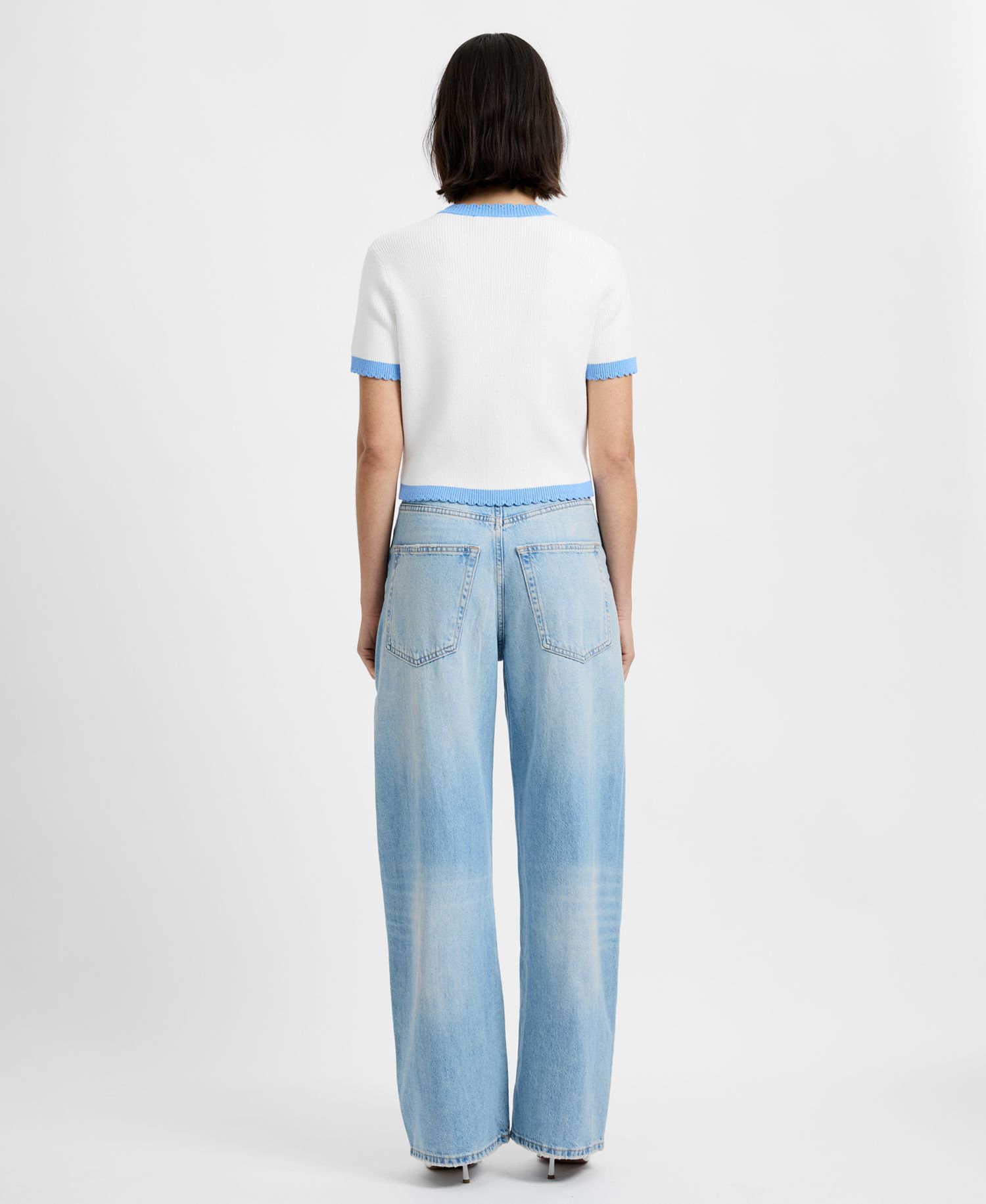 Bennet Rib Knit Short-Sleeve Sweater