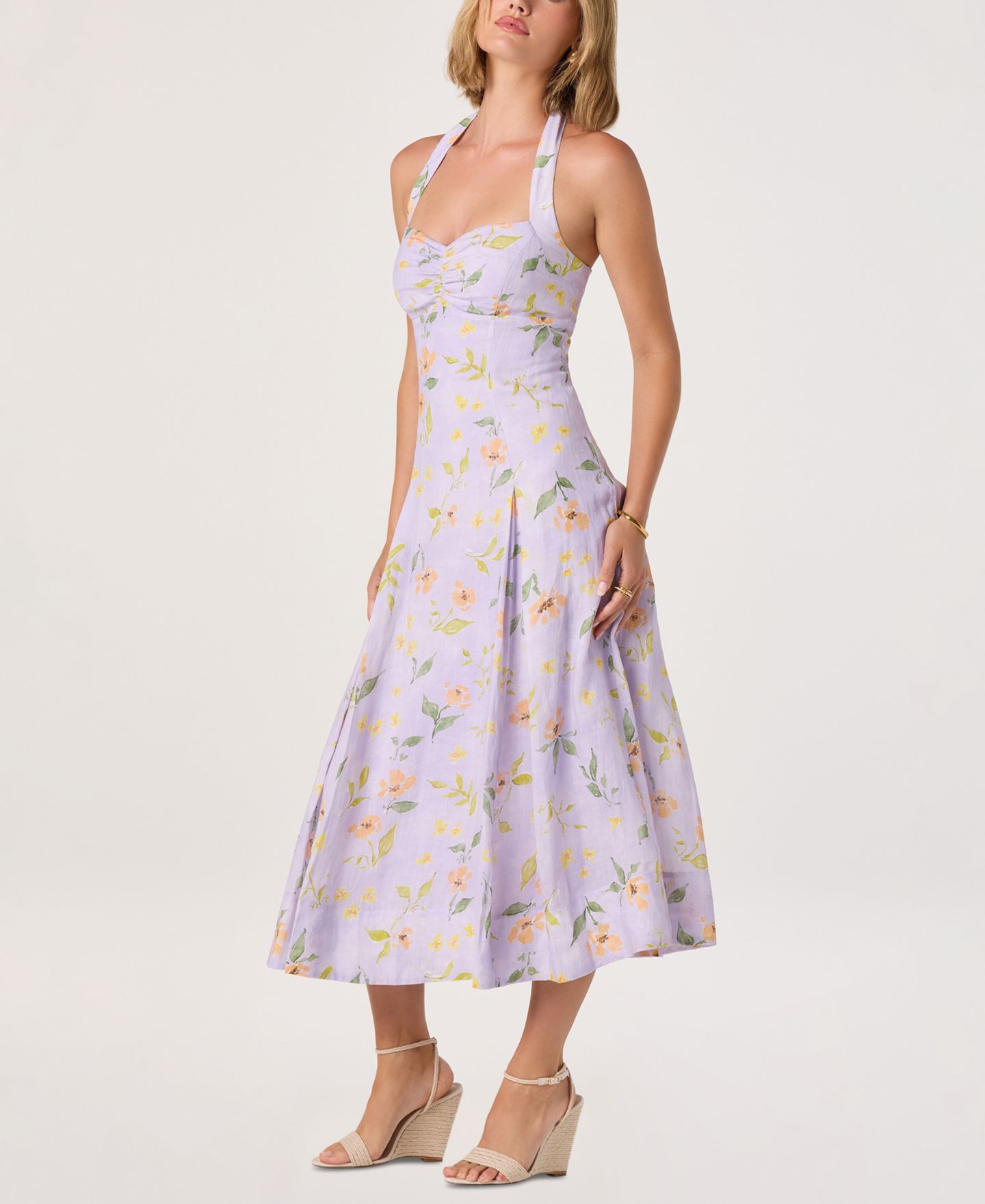 Женское платье ASTR the Label Sweetheart Halter Neck, цвет: Фиолетовый с принтом — фото 2