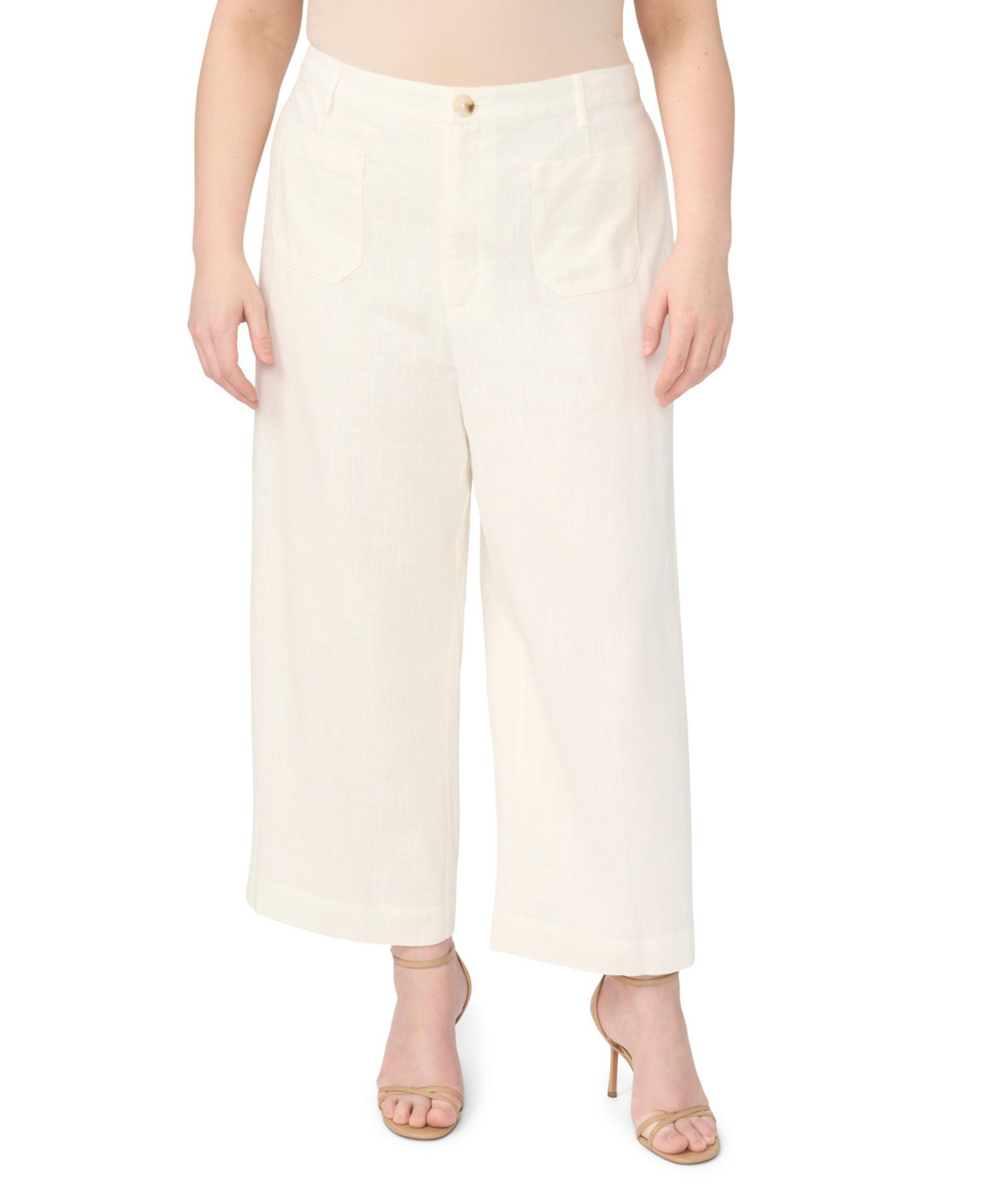 Plus Size Front Patch Pocket Ankle-Length Pants